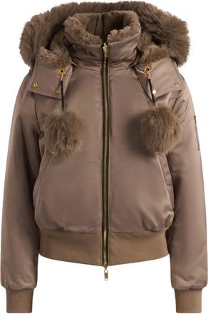 Moose Knuckles Luxe satijnen omkeerbare bomberjack - Dames - Jassen - Bruin - Maat: XS Satijn