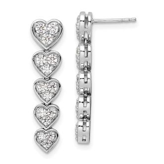 Diamond2Deal 14k Gold 1 ct Lab Grown Diamond Heart Dangle Earrings VS Clarity, D-E Color