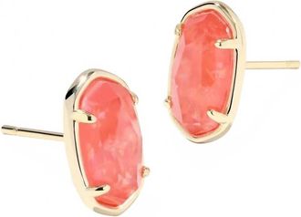 Kendra Scott Womens Grayson Stone Stud Earrings In Papaya Iridescent Mother-Of-Pearl