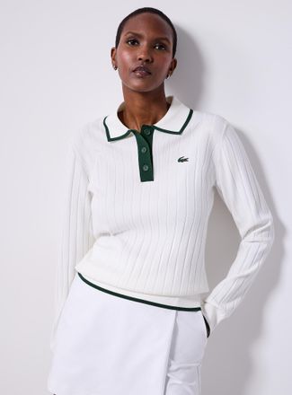 Lacoste Womens Wide-rib knit Polo Shirt sweater