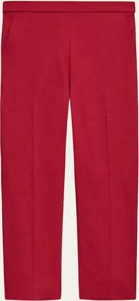 Theory Treeca Good Linen Cropped Pull-On Ankle Pants