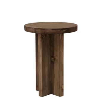 Deco Wood Taburete de madera maciza en tono nogal de 35x45cm