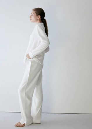 Mango Pantaloni pigiama cotone elasticizzato vita regolabile bianco - Donna - S - MANGO