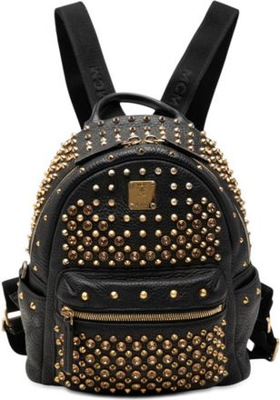 MCM Mcm Visetos Black Leather Backpack (Pre-Owned)
