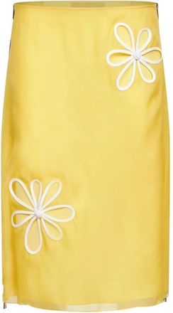Fendi Midi Skirts, female, Yellow, Size: S Silk midi skirt