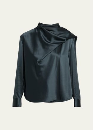 A.L.C. Nadine Draped Silk Scarf Top