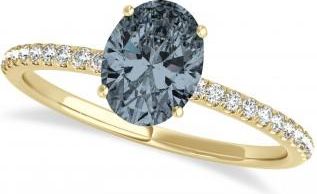 Allurez Gray Spinel & Diamond Accented Oval Shape Engagement Ring 14k Yellow Gold (1.00ct)