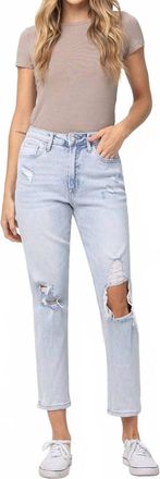 Flying Monkey Ripped Stretch Mom Jean In Blue