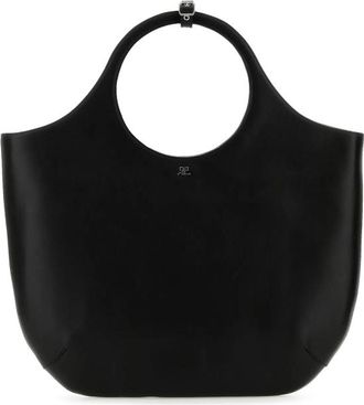 Courr&egrave;ges Black Leather Large Holy Handbag