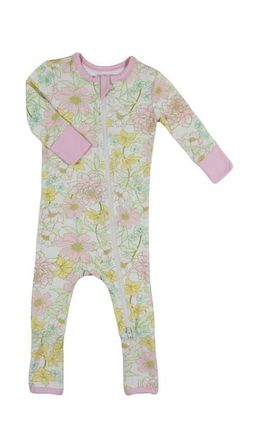 Everly Grey Convertible Romper Fitted Long Sleeve Pajama in Begonia at Nordstrom, Size 18-24M
