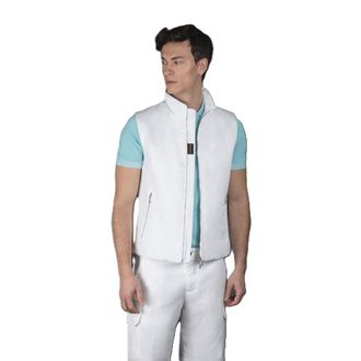 Moorer MenS White Sleeveless Zip-Up Vest, Size 48