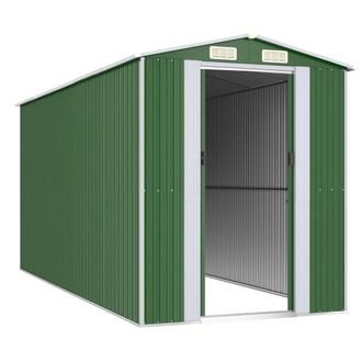 Berkfield Home Garden Shed Green 192x440x223 cm Galvanised Steel | Size: 192 x 440 x 223 cm