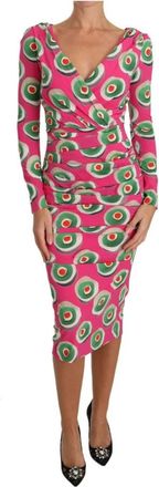Dolce & Gabbana Roze Cup Cake Sheath Jurk - Dames - Casual kleedjes - Veelkleurig - 2XS - Kleedjes