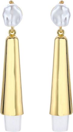 Petit Moments Renne Linear Drop Earrings in Gold/pearl at Nordstrom