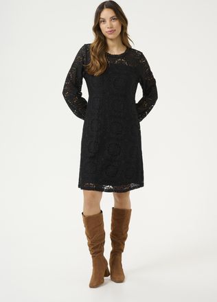 Cream Jurk Feminine Pitch Blac