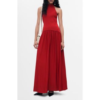 Mango Halter Mixed Media Dress in Red at Nordstrom Rack, Size 8