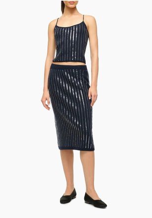 Staud Emerson Sequin Tank Top In Navy
