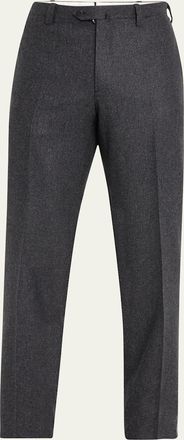 Cesare Attolini Mens Flat-Front Flannel Trousers
