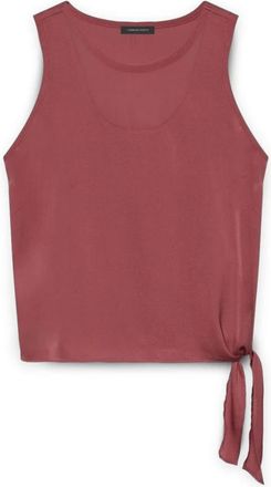 Fiorella Rubino Top van satijn met knoop - Dames - Tops zonder mouwen - Rood - 3XL - Satijn - Tops