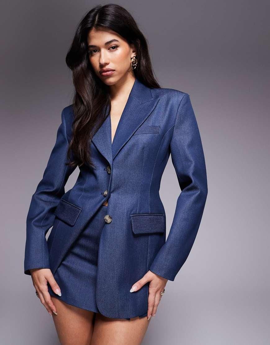 River Island Giacca da abito slim in lino color ruggine-Arancione