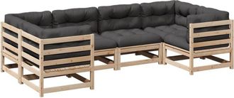 vidaXL Juego De Sof&aacute;s De Jard&iacute;n 6 Pzas Con Cojines Madera Maciza Pino Vidaxl