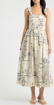 Moon River Floral Print Sleeveless Maxi Dress in Cream Multi at Nordstrom, Size X-Small
