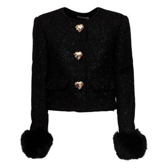 Self Portrait Giacca in Tweed con Filo Metallico - - Jackets - Donna - Nero - 2XS