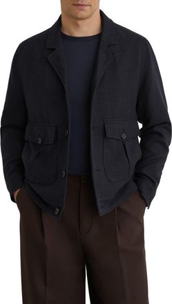 Reiss Gandine Textured Hopsack Jacket in Navy at Nordstrom, Size Xx-Large