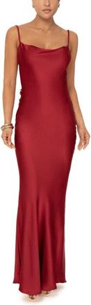 JLUXLABEL Down The Aisle Satin Gown in Red at Nordstrom, Size X-Large