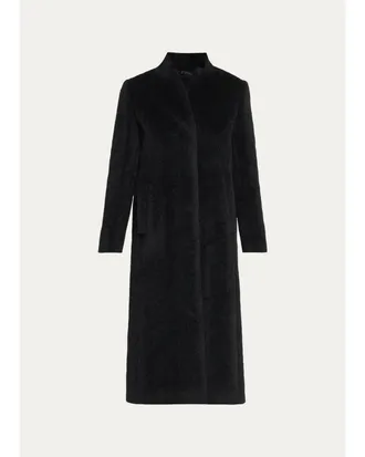 Cinzia Rocca Long Stand-Collar Alpaca Wool Coat