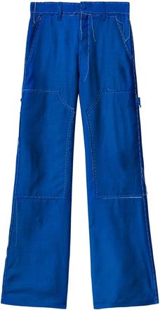 Off-white Runway Stitch Carpenter trousers - men - Cupro/Viscose/Silk/Virgin Wool - 50 - Blue