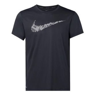 Nike Stripe Logo Printing Training Sports Short Sleeve Black DD1622-010