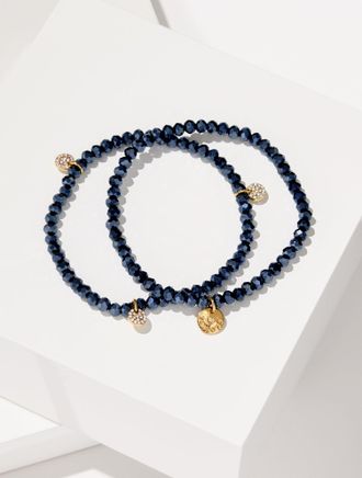 Talbots Adara Beaded Stretch Bracelet Set - Blue/Gold - 001 Talbots