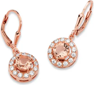 Palm Beach Jewelry 6.13 TCW Simulated Pink Morganite CZ Rose Gold-Plated Sterling Silver Earrings
