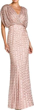 Mac Duggal Embellished Blouson V Neck Column Gown Dress in Vintage Rose at Nordstrom, Size 12