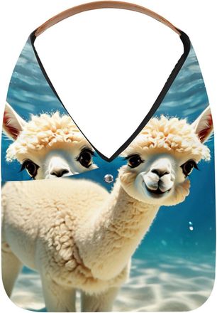 Generic Lovely Alpacas Swims Underwater Reusable Lightweight Grocery Bags - Foldable Into Compact Pouch, Washable & Sturdy, Multipurpose for Shopping and Trav
