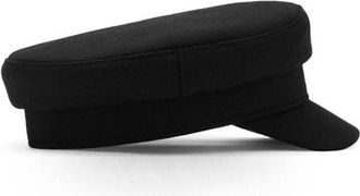 Mango Wool Blend Baker Boy Cap in Black at Nordstrom, Size Medium