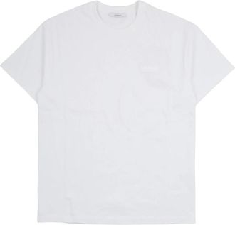 Givenchy Tops, Heren, Wit, S, Katoen, T-shirt met ronde hals en logopatch