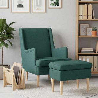 vidaXL Vidaxl Poltrona Con Ottomano 2 Pz Verde Scuro Tessuto
