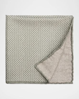 Brunello Cucinelli Men & apos;s Chevron Double-Face Silk Pocket Square