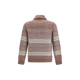 Brunello Cucinelli Mens Bordeaux Alpaca Vicugna Pacos Cardigan Clothing