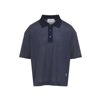 Ami Navy Blue Stripes Polo