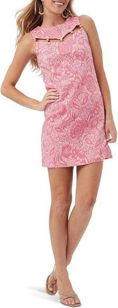 Trina Turk South Seas Shift Dress Womens Eden Roc Rose Bead Beat Neck RED978