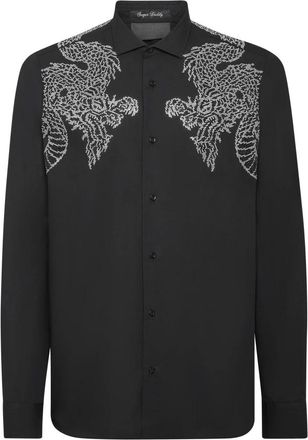 Philipp Plein Shirt Dragon - Heren - Casual Overhemden - Zwart - S - Katoen - Overhemden