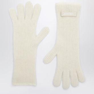 Jacquemus Guanti Gros Grain bianchi in misto alpaca