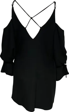 Iro Iro Lebeca Cold-shoulder Wrap-effect Mini Dress in Black Polyester
