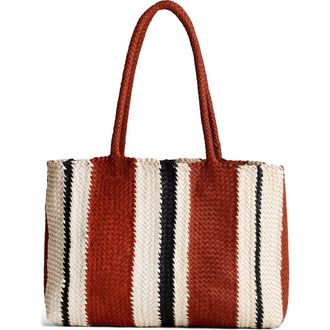Madewell Leather Stripe Woven Tote in Dusty Redwood Multi at Nordstrom Rack