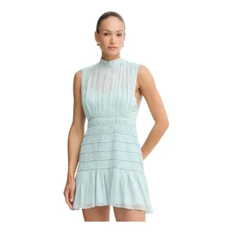 Twinset Kleedjes, Dames, Blauw, XS, Polyester, Mouwloze Mini Jurk