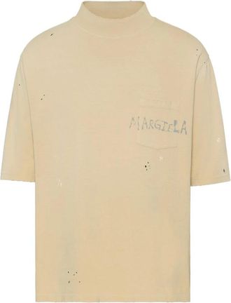 Maison Margiela Beige Katoenen T-Shirt - Heren - T-shirts - Beige - XS - Katoen - Tops