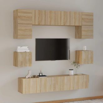 Berkfield Home 8 Piece TV Cabinet Set Sonoma Oak Engineered Wood in Brown